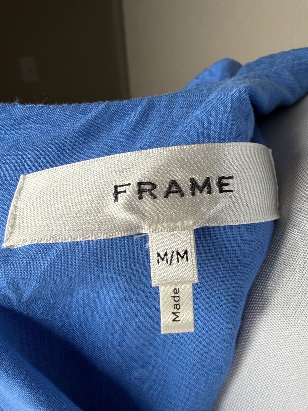 FRAME Ruched Sleeveless Cotton Midi Dress Size Medium Coastal Blue Draped Waist - Picture 8 of 11